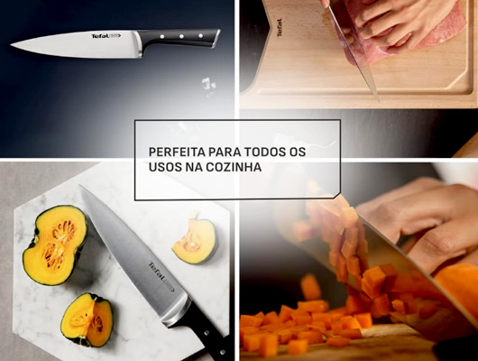Faca Chef Aço Inox Tefal 20cm Ice Force