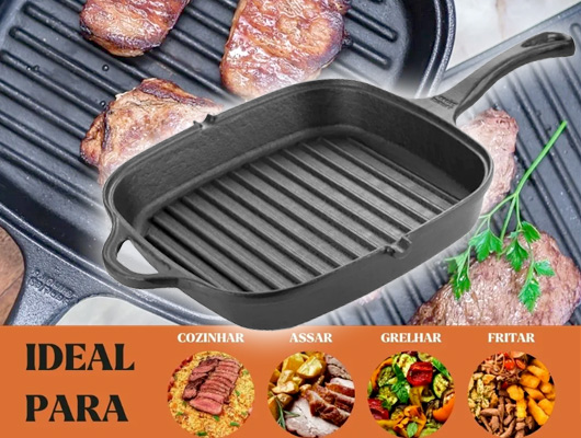 Frigideira Grill 26×26cm Cabo De Ferro